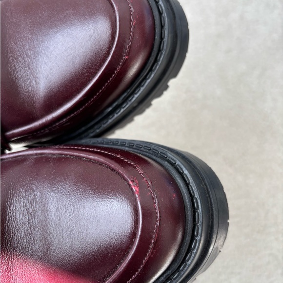 Sezane Albane Style Burgundy Leather Platform Loafers Chunky Lug Sole US 8.5 - Picture 10 of 10